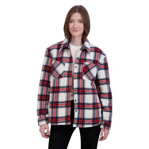 Sage Collective Ladies Shirt Jacket Red Plaid Women's XXL Sherpa shacket - Picture 5 of 11